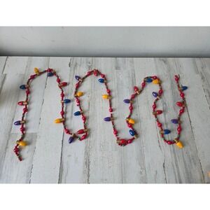 Vintage wooden string light 108" Garland unique red blue purple unique lighting